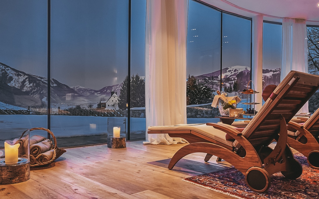 Der schöne Wellnessbereich im Wellnesshotel Schloss Mittersill in Österreich