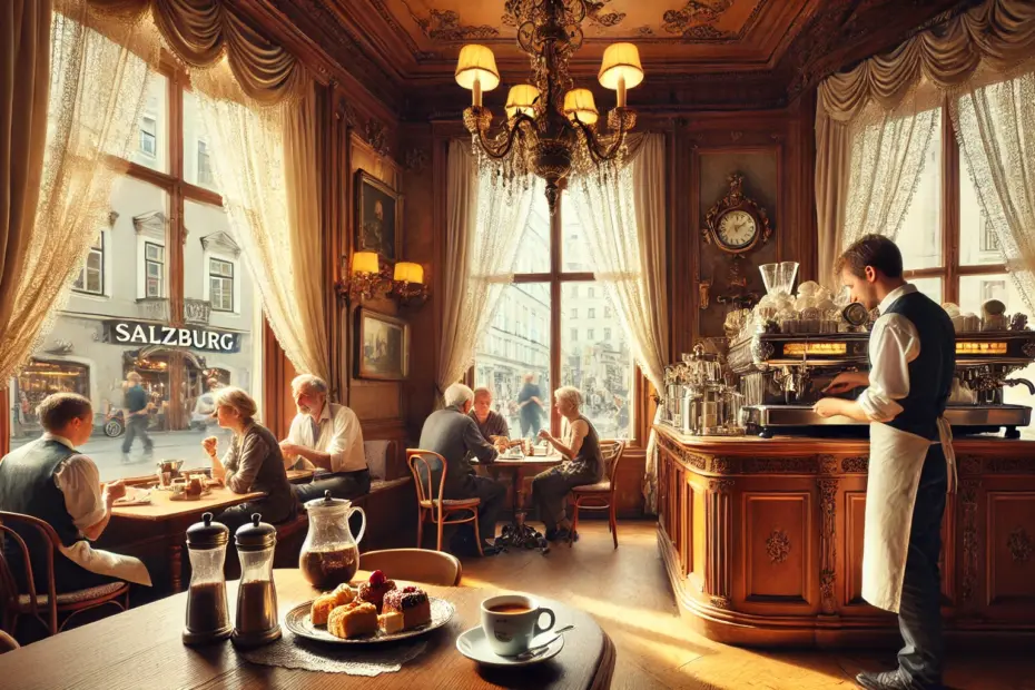 Blick in ein typisches Kaffeehaus in Salzburg